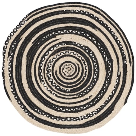 Safavieh 6 x 6 ft. Cape Cod Collection Global Round Hand Woven Rug; Black & Ivory CAP209Z-6R